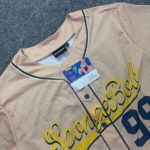 SpongeBob‎ SquarePants Nickelodeon Baseball Jersey XL Tan Graphic Men's